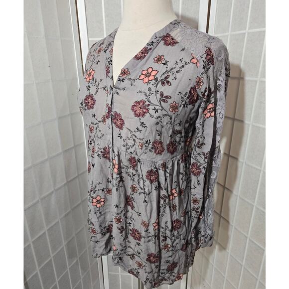 Torrid Floral Babydoll Lace Tunic Semi Blouse Shirt Top Hi Lo Size 00X (10) - Picture 12 of 15